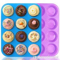 Silicone Muffin Pan & Cupcake Baking Pan Set  IHUIXINHE Non Stick  BPA Free & Dishwasher Safe Bakeware Tin/Mould  Home Kitchen Trays & Molds (12 x 2 Mini Cup Sizes) - B0795DZ8V8
